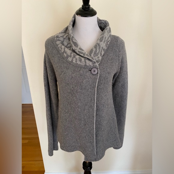 Chiaramente Made in Italy Wool Animal Print Cardigan Size Large - Picture 1 of 15